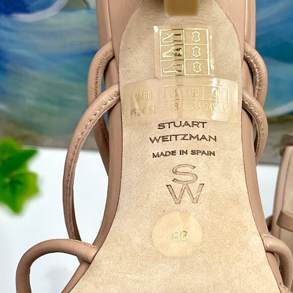 STUART WEITZMAN Tully 100 Strappy Heel Sandal in Adobe Size 8 - Picture 12 of 13